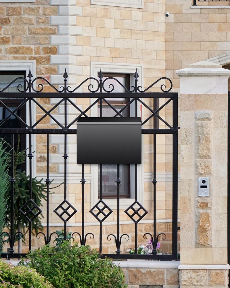 Wall-Mount Mailbox for Outside, Large Capacity Rust-Proof Mail Box with Black