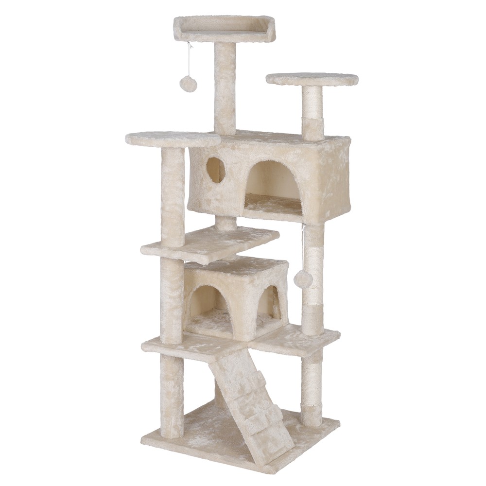55 Inch Cat Tree Multi Level Tower Condo Activity Center Scrathching Post Beige