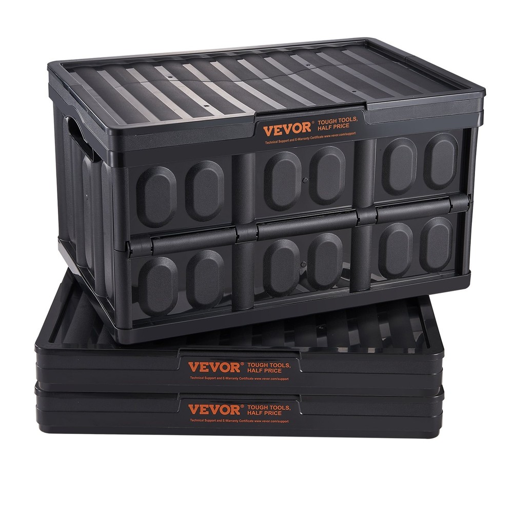 [New]Collapsible Storage Bins w/Lids,45L 3 Packs,Folding Plastic Stackable Utili