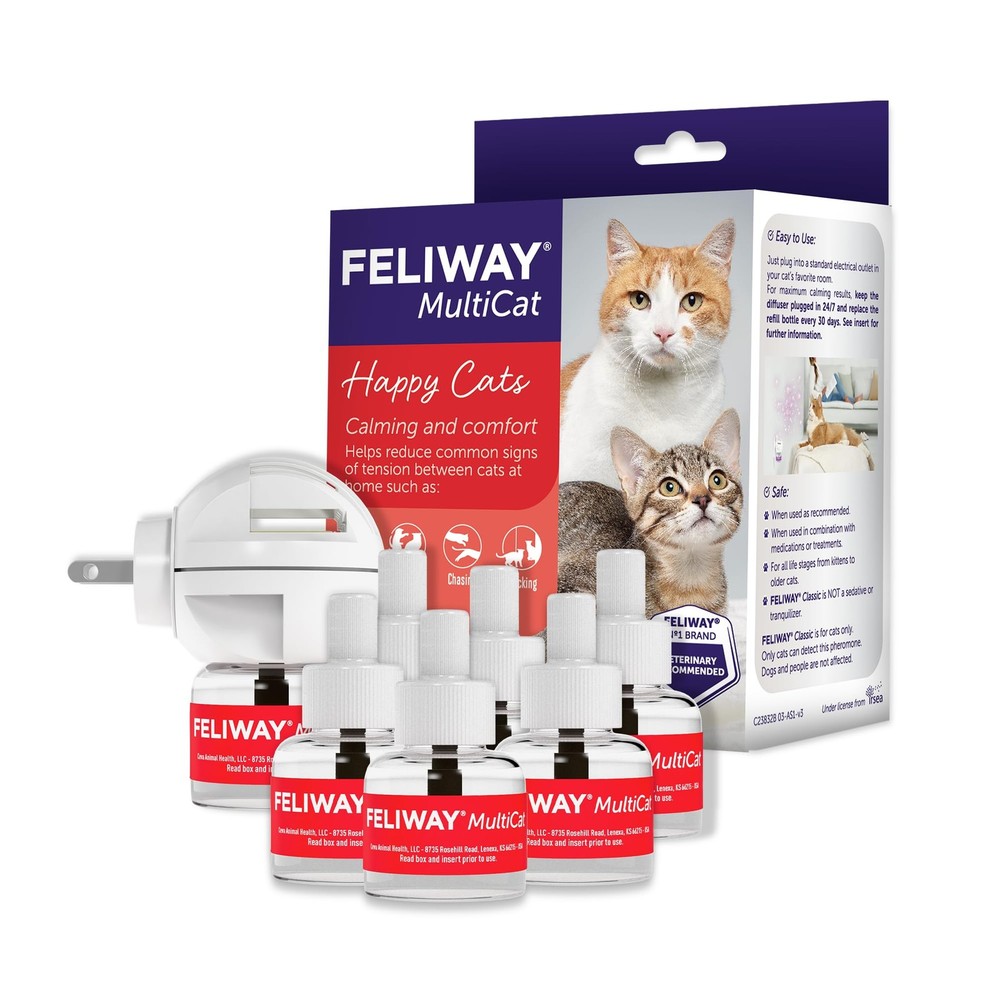FELIWAY MultiCat Calming Pheromone Diffuser Kit: 1 Diffuser & 6 Refills