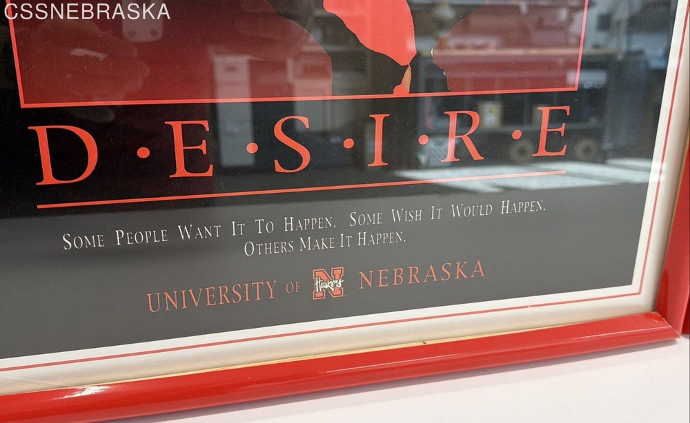 Nebraska Cornhuskers framed motivational posters Desire, Determinations, Victory