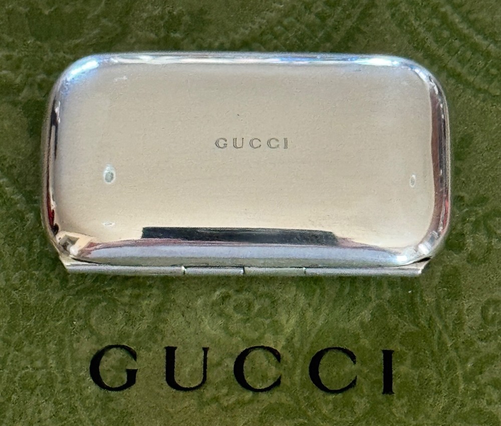 Gucci PillBox Pill Case Rectangular Sterling Silver 925 Made in Italy Vintage