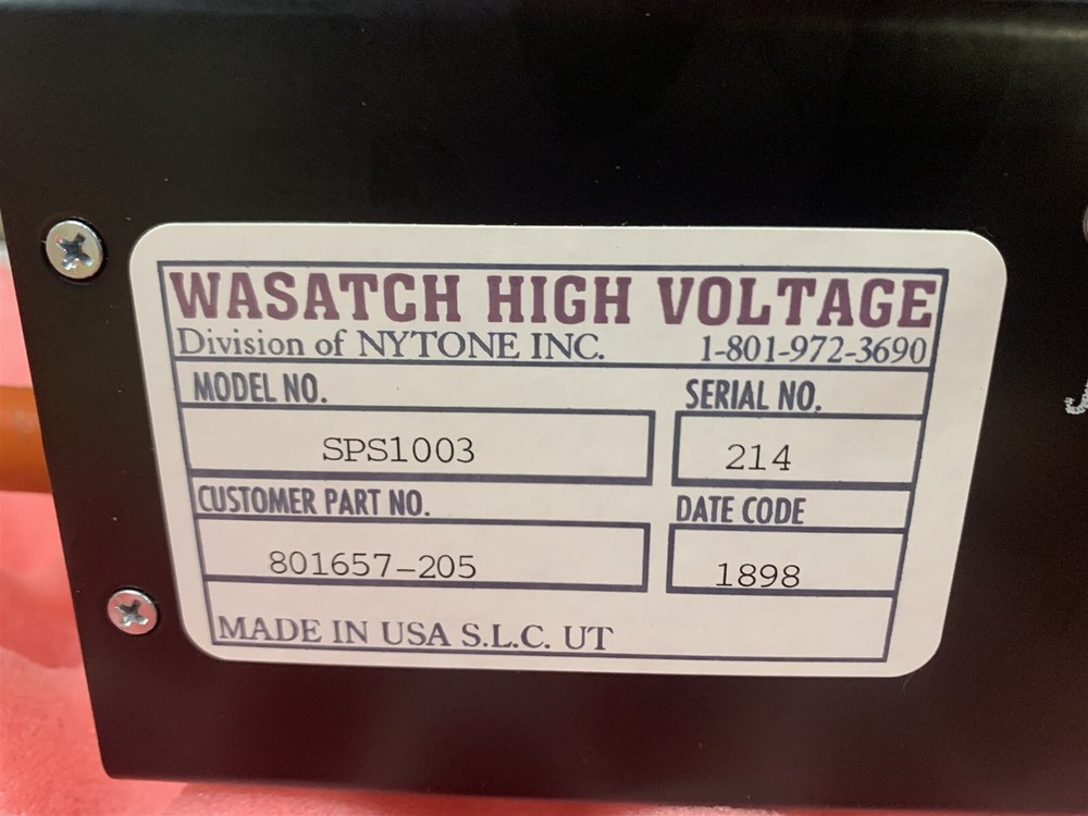 WASATCH HIGH VOLTAGE SPS1003 POWER SUPPLY