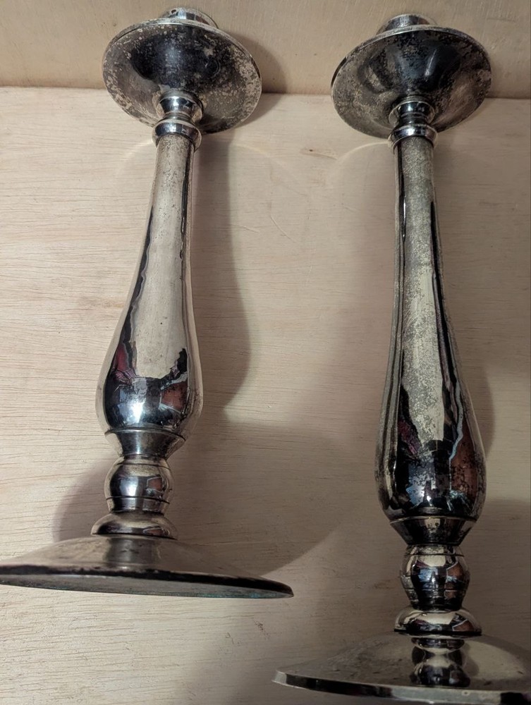 Impressive Massive Silver Plated HEAVY Candlestick Pair