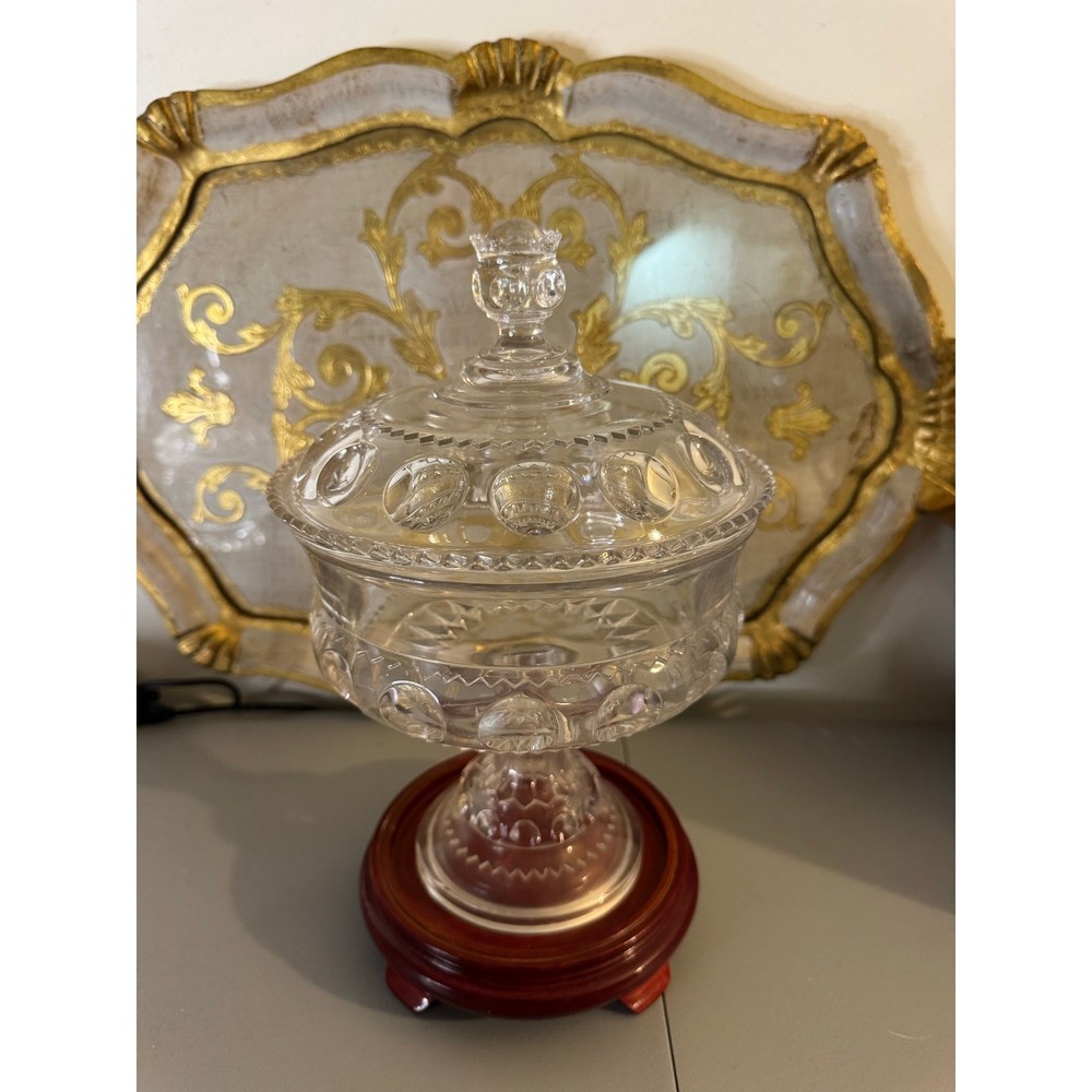 EAPG Kings Crown Lidded Compote in Clear
