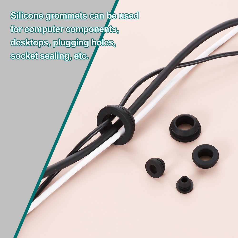 24Pcs Rubber Grommets, Mount Dia 8mm ID 5.5mm Firewall Hole Plug, Black