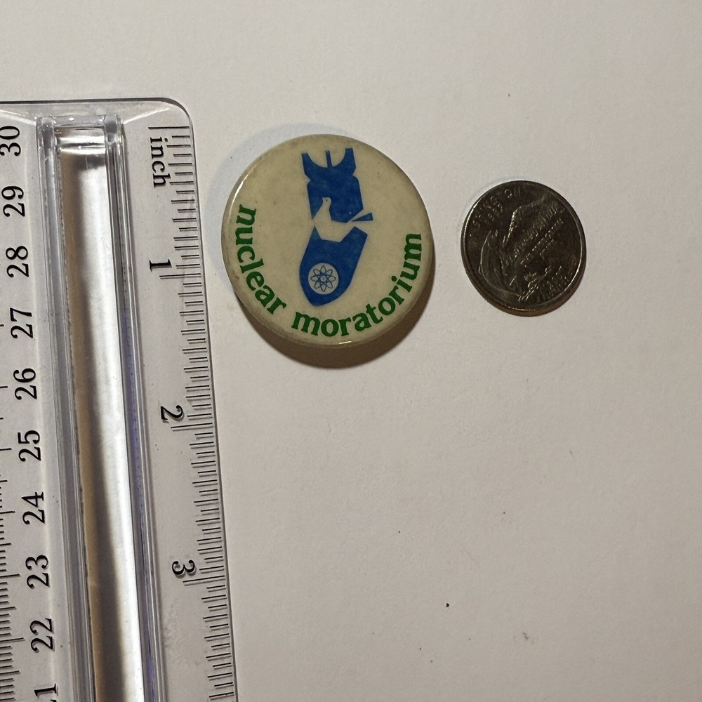 Nuclear Moratorium Pinback Button VTG Anti-Nuclear Activism
