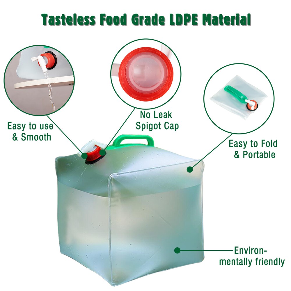 Water Storage Cube Collapsible Water Container W/Spigot Outdoors Hiking Backpack