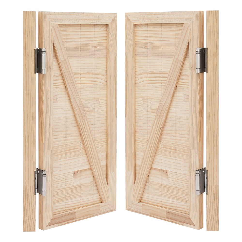Partition Doors Solid Wood Entrance Partial Door Double-Doors Leaf for Home Yard