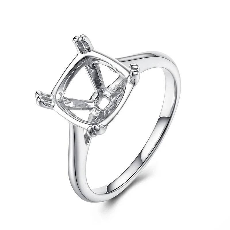 925 Sterling Silver Semi Mount Ring Setting for 9mm Square Stone Ring For Her