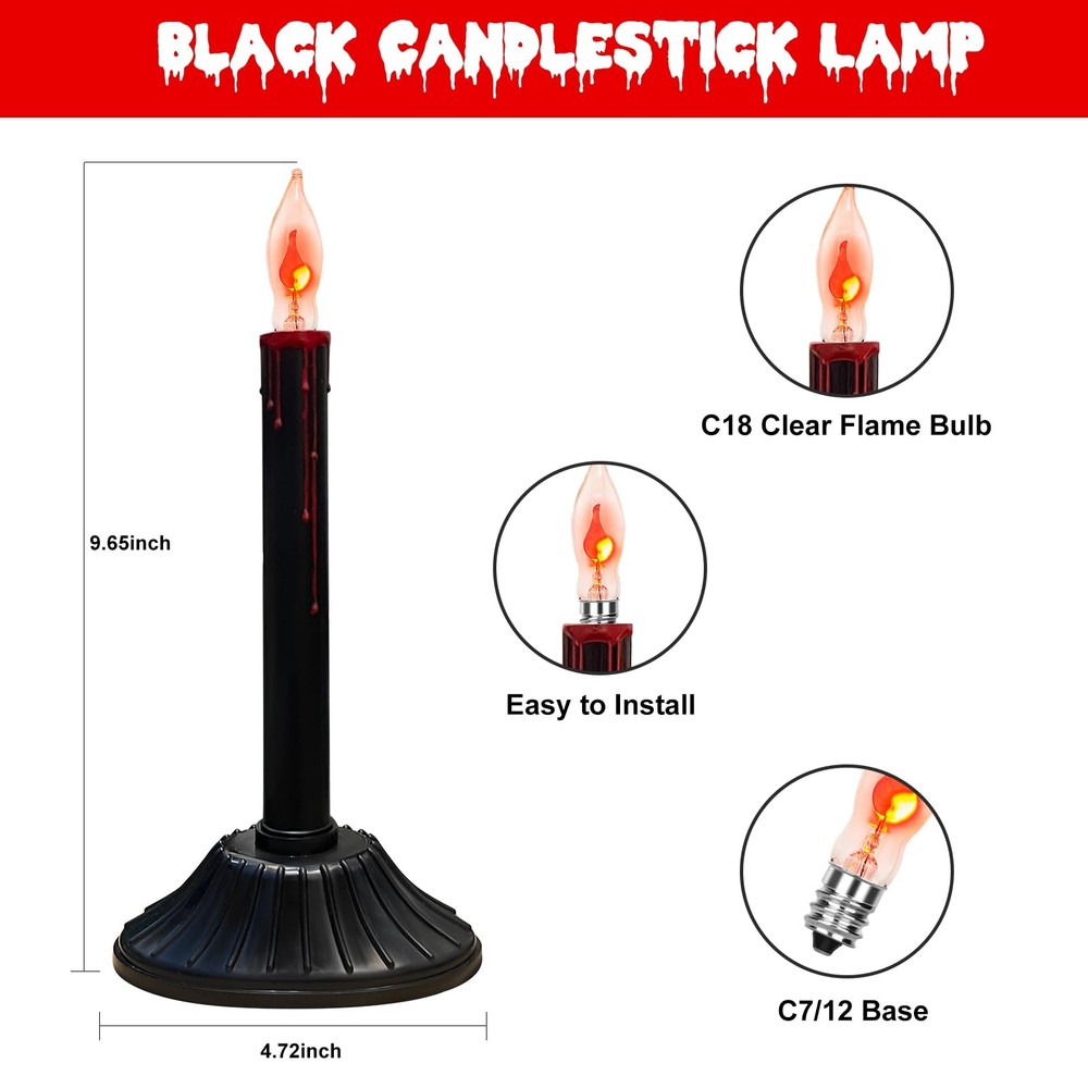 2 Pack Halloween Electric Window Candles, Black 1 Light(2 Pack),