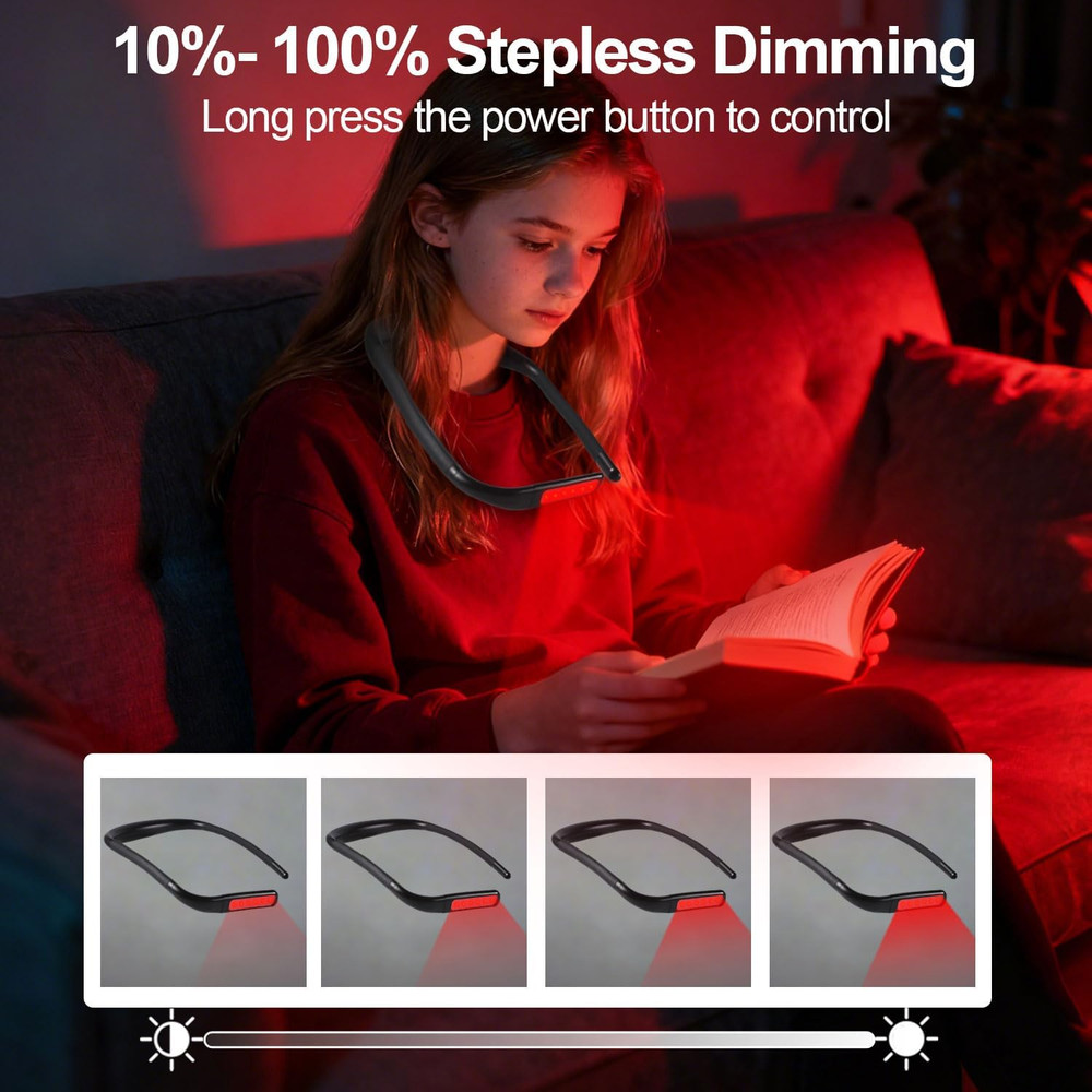630Nm Red Neck Reading Light Zero Blue Light Rechargeable Dimmable Portable LED