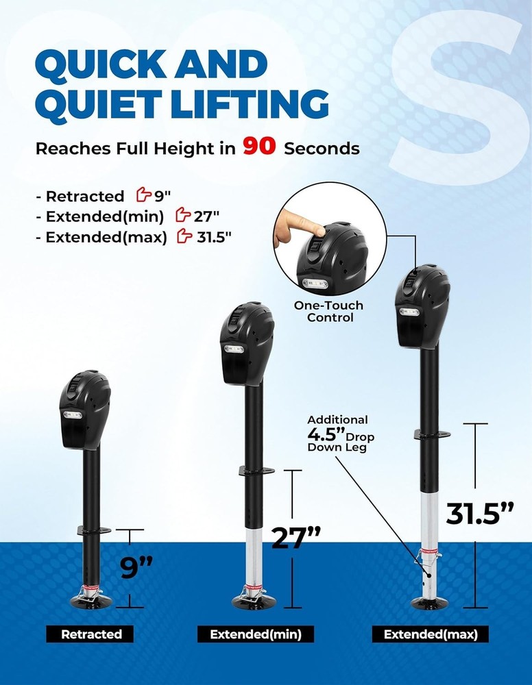 POLESTAR Electric Trailer Jack, 5000lbs Electric Power A-Frame Tongue Jack NEW