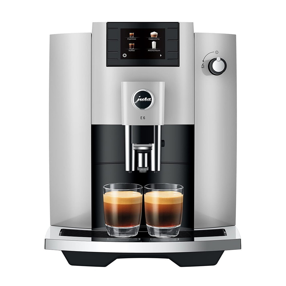 Jura E6 Platinum Espresso Machine with Programmable Coffee Strength, Silver