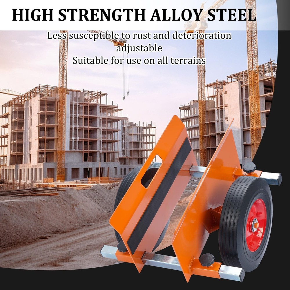 Heavy Duty Panel Dolly Orange 1100LBS Capacity Door Dolly with 10" Solid Whee...