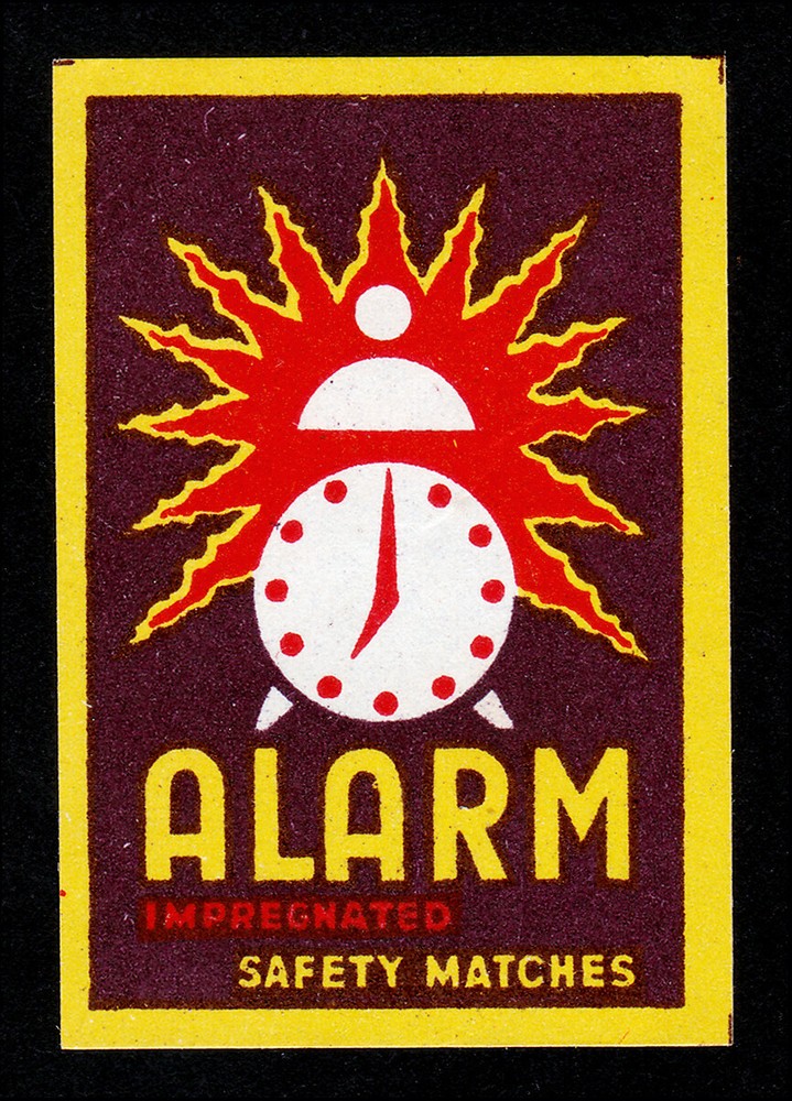 ALARM SAFETY MATCHES 🔥 VINTAGE MATCHBOX LABEL