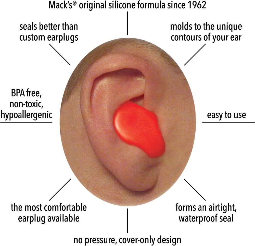Comfortable Soft Moldable Silicone Putty Ear Plugs - Size 6 Pair