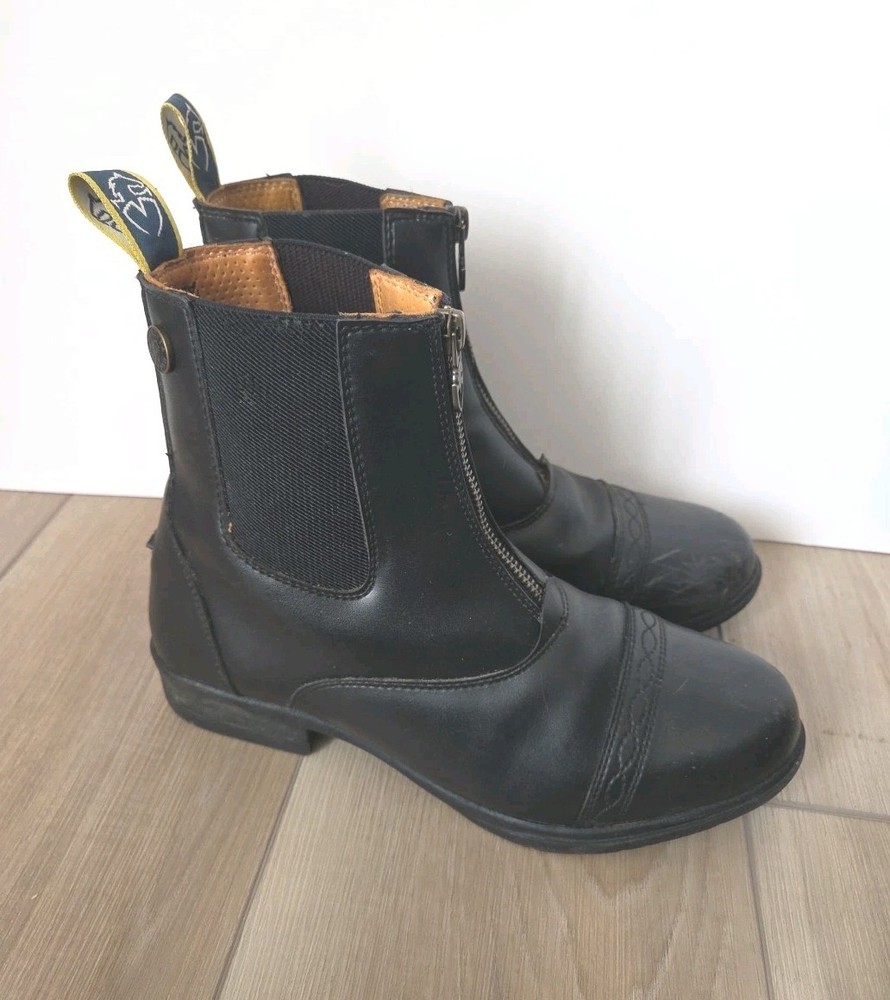 Moretta Active Flex Paddock Boots Black Women's Size 8 Zip Front Riding Boots