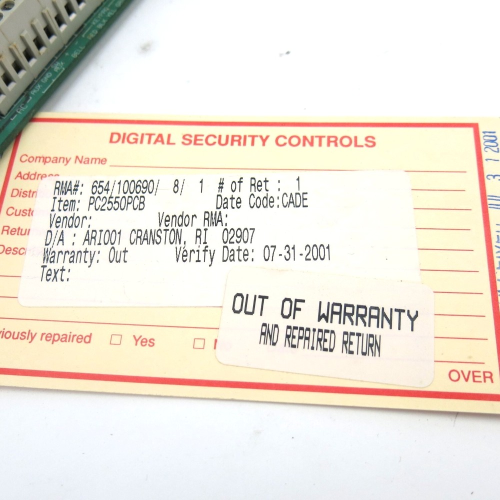 DCS Digital Security System PC2550 Alarm System Board Only Untested