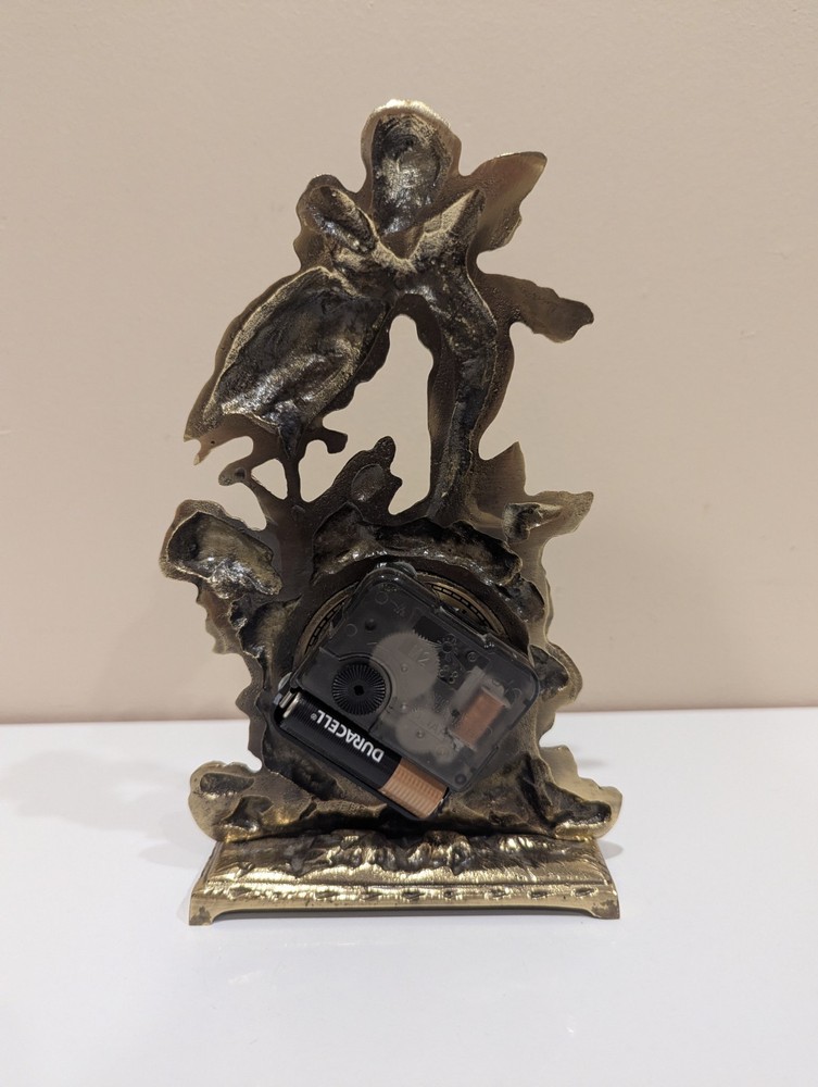 Cupid And Stork Brass Decorative Mantle/Table Clock - Working Condition