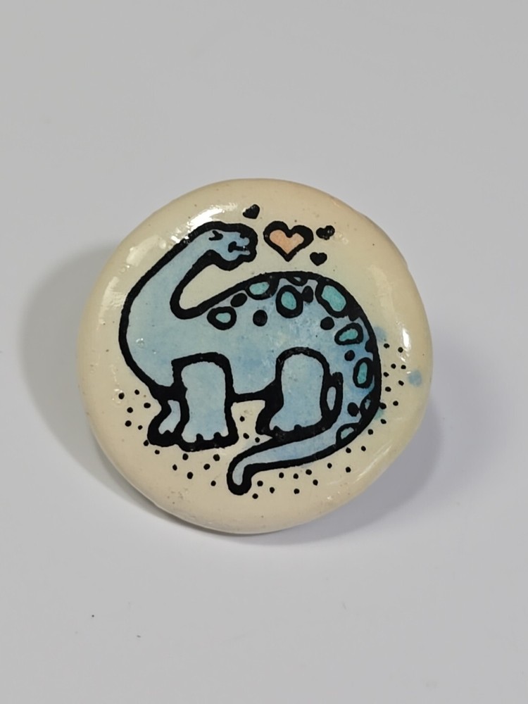 Blue Dinosaur Lapel Pin Ceramic Hand Painted