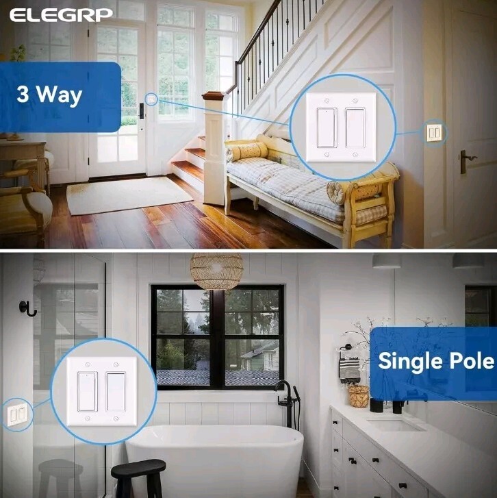 ELEGRP Digital Dimmer Light Switch for 300W Dimmable LED/CFL Lights 6 Pack