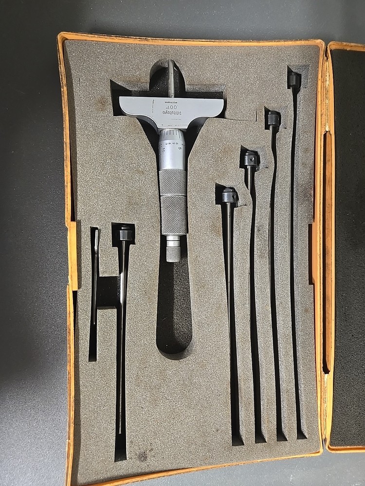 Mitutoyo 129-128 Depth Micrometer COMPLETE, W/case, Japan Made