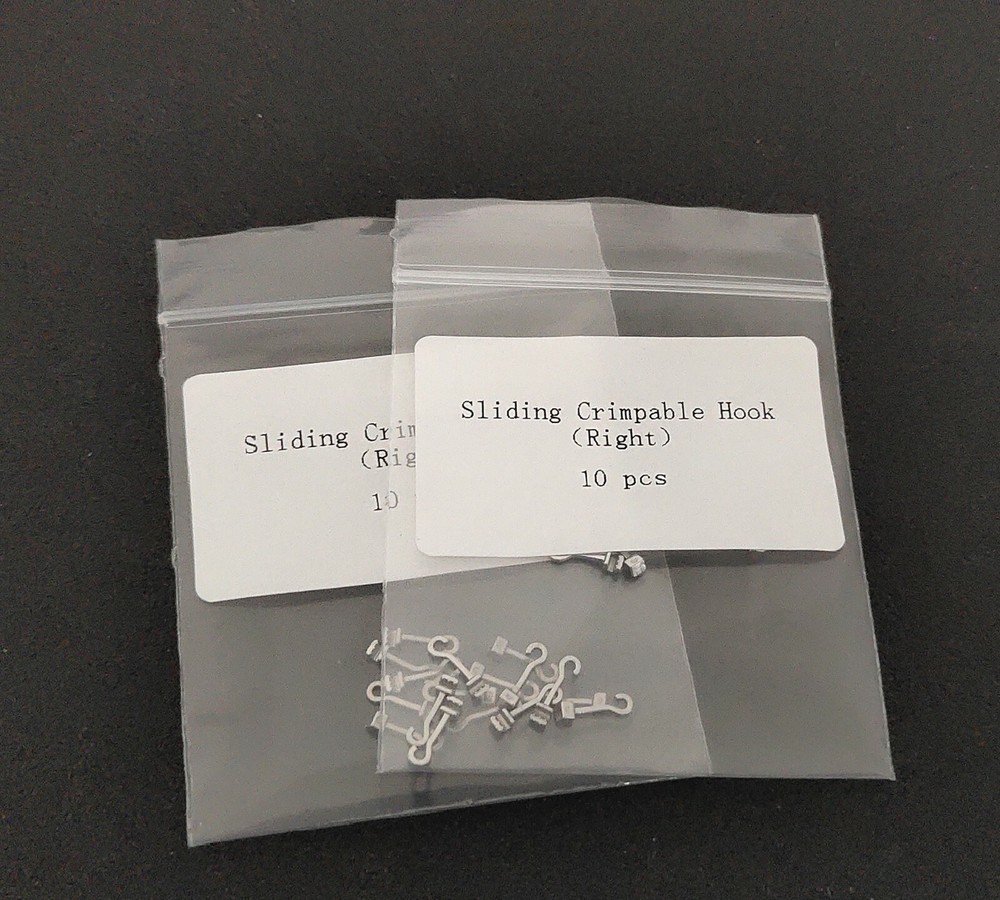 5 Packs 50 Pcs Sliding Crimpable Hook Open Surgical Hooks Long Curved Right