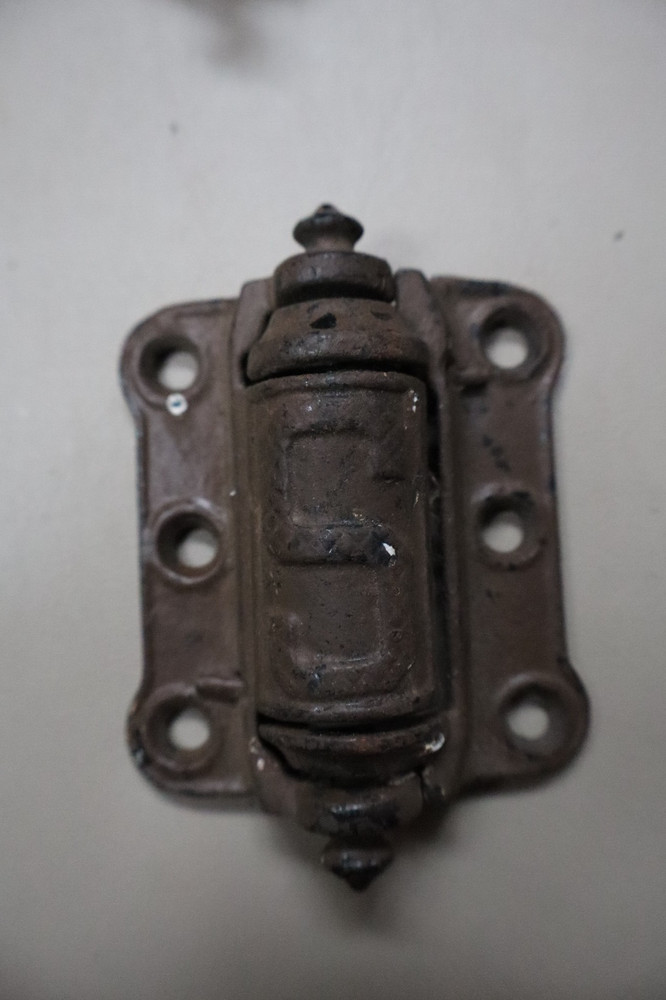 3 Different Antique Victorian Ornate Cast Iron Spring Hinges