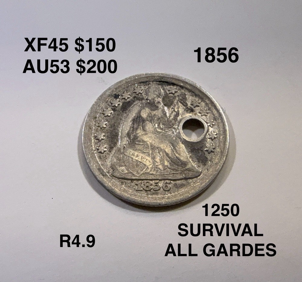1856 Seated Liberty Half Dime AU *holed*