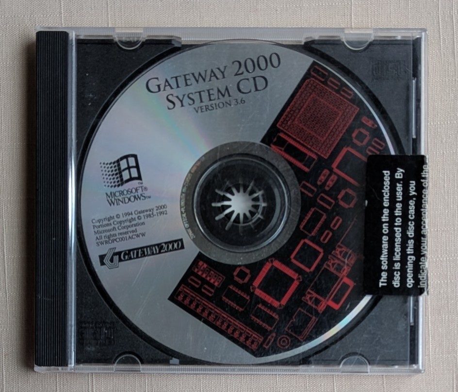 Vintage Gateway 2000 System CD for Microsoft Windows, Version 3.6