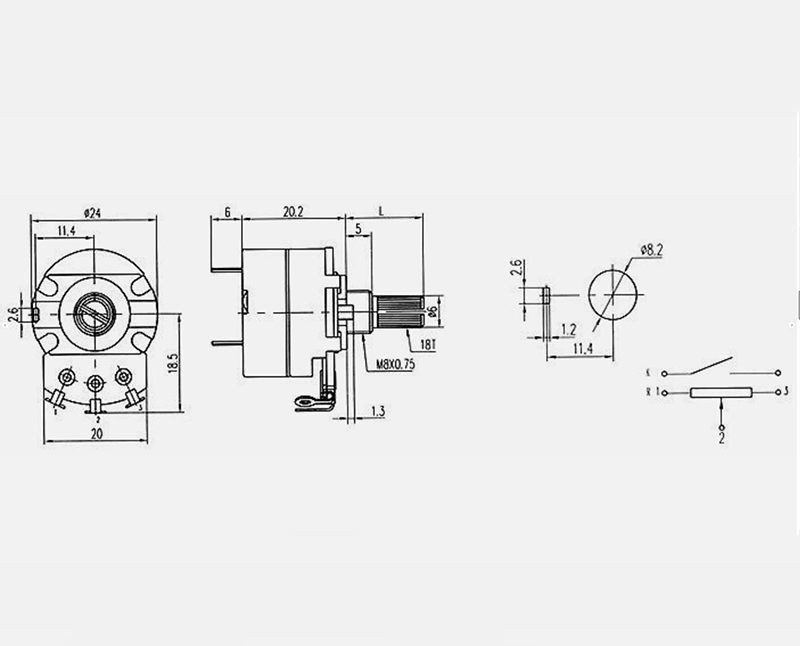 1pcs WH138-3 B50K Potentiometer With Switch Adjustable Resistance/Speed/Light