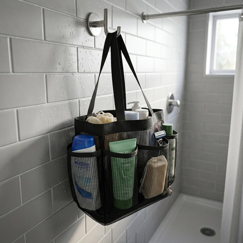 Foldable Mesh Bath Caddy Bag Lightweight Toiletry Organizer for Travel