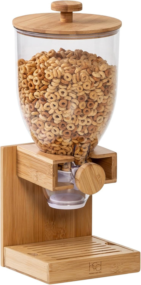 Compact Dry Food Dispenser, Single Control & Snack Storage Container for Counter