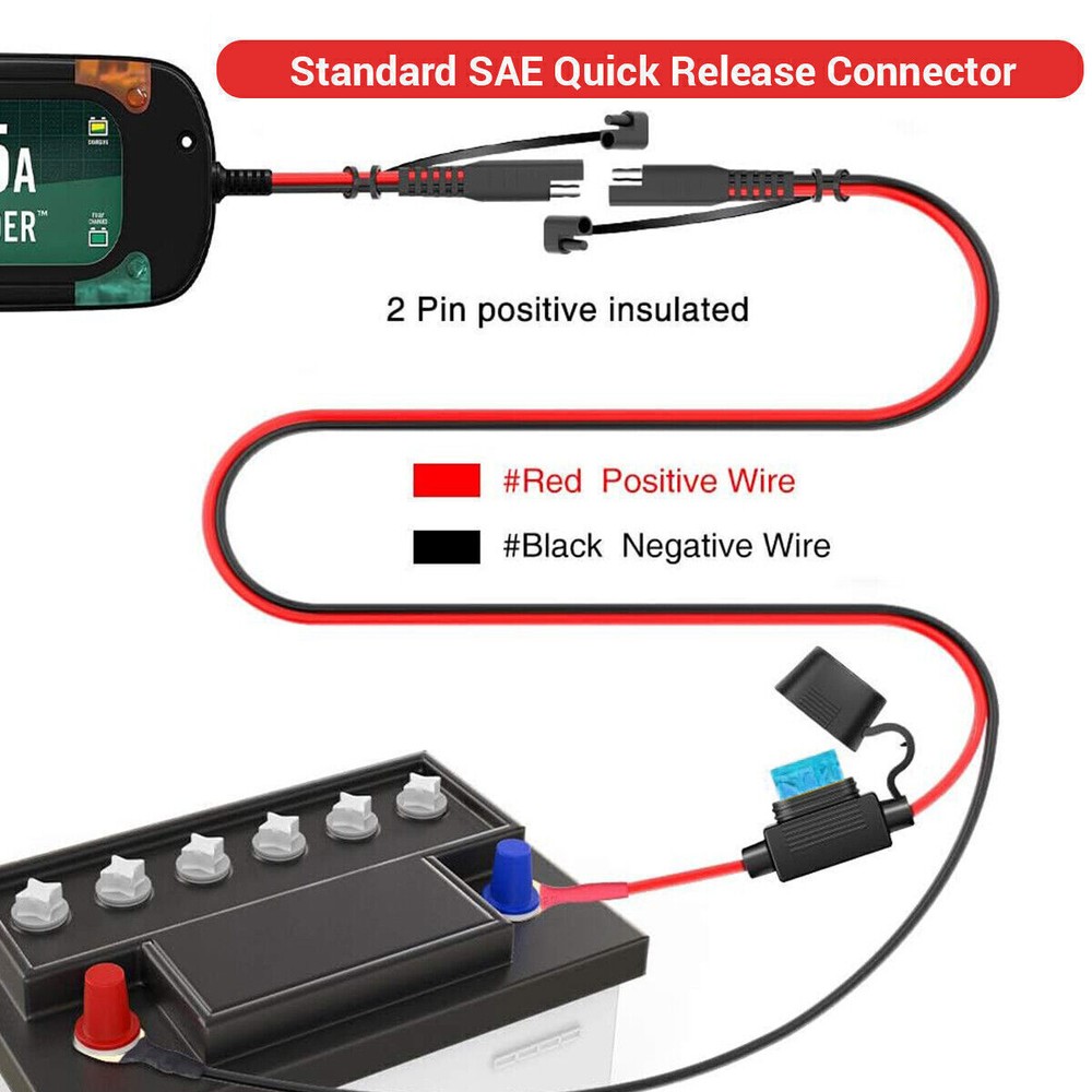 16AWG SAE to O Ring Extension Cable 6Ft Power Quick Disconnect Wire Harness Cord