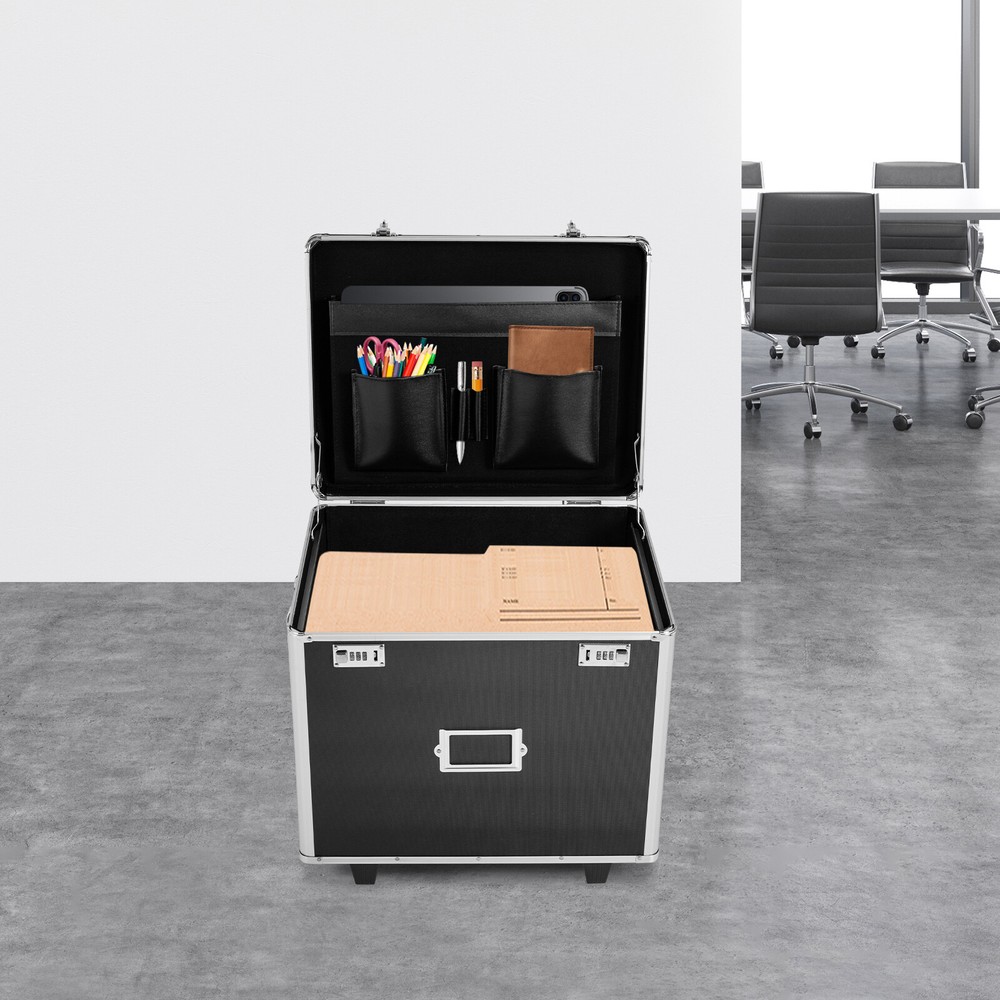 Hand pull File Case Locking Mobile Business Box Aluminum Alloy File Lock Box