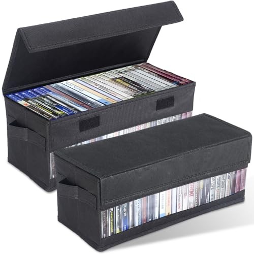 CD Storage Boxes - Pack of 2 CD Cases - 14" x 5.9" x 2 Pack With Visual Window