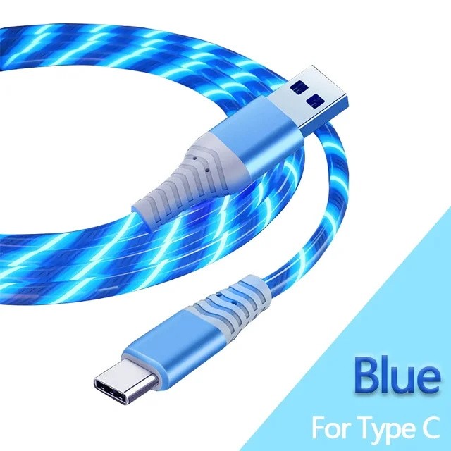 1PC Fast Charging Luminous Mobile Phone Charging Data Cable Type-C & IOS 1M