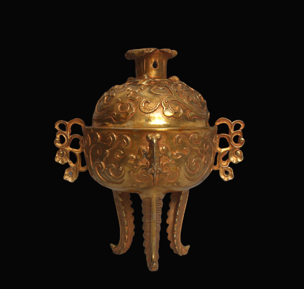 Daqing Signed Old Chinese Copper Gilding Incense Burner