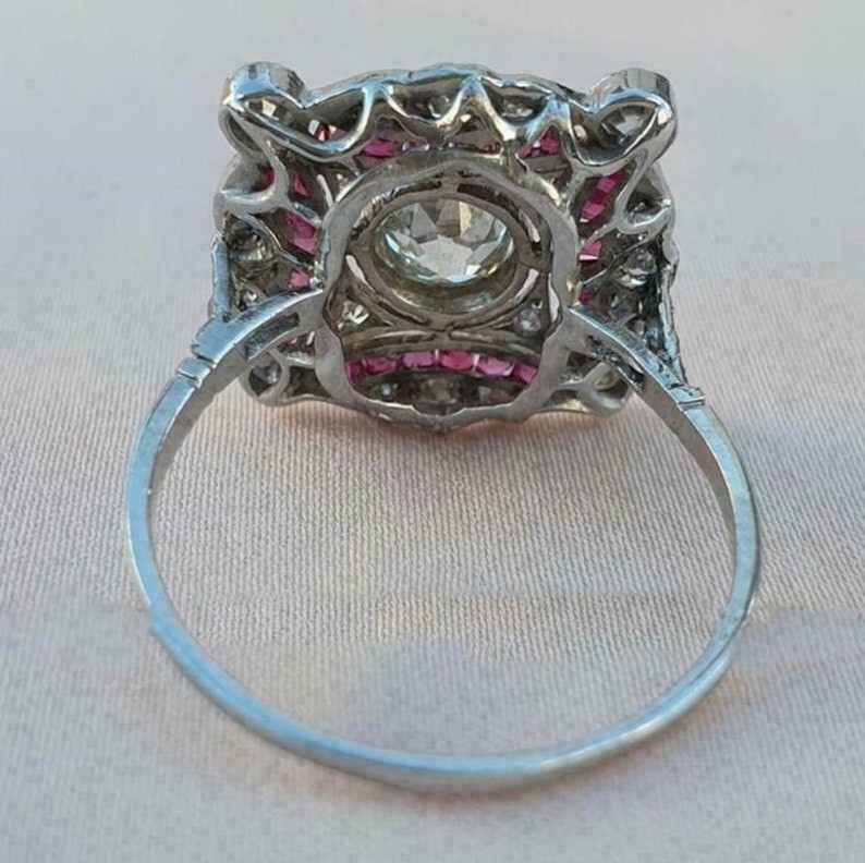 Ruby Pink Princess With Round Cut Lab Created Diamond Mother's Day Gift Ring
