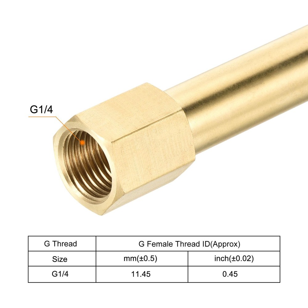 Brass Pipe Fitting G1/4 Adapter 200mm Extension Connector Hex Coupling 2 Pack