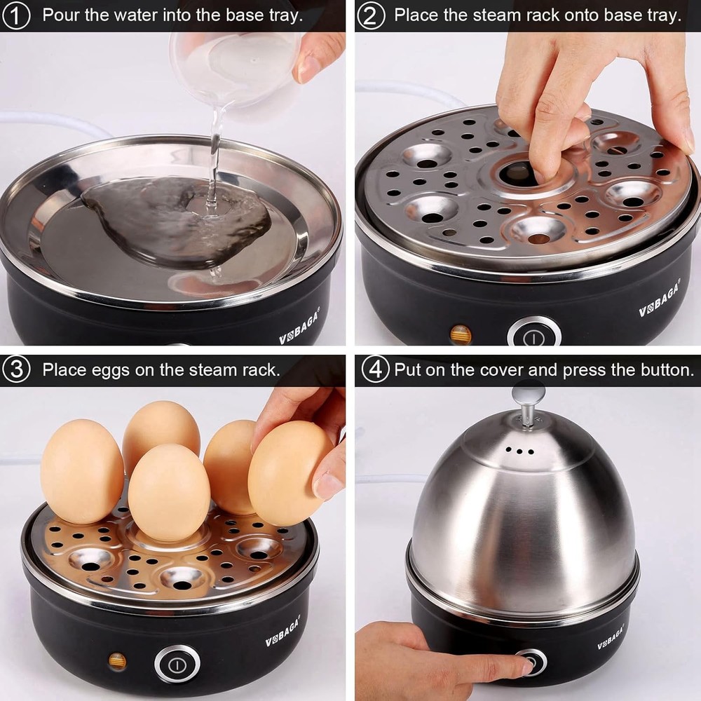 Electric Egg Cooker, Rapid Egg Boiler with Auto Shut Off for Soft, Medium