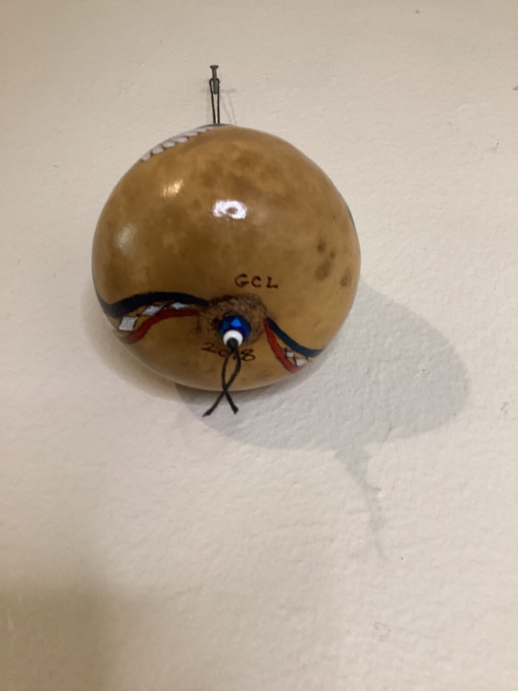 Hand Painted Gourd, American Flag And Eagle. Signed 2018