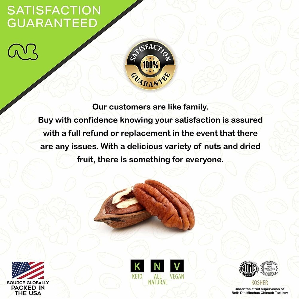 Premium Pecans, Raw Hard Shell, Resealable Bag, All Natural, Kosher, Bulk Nuts
