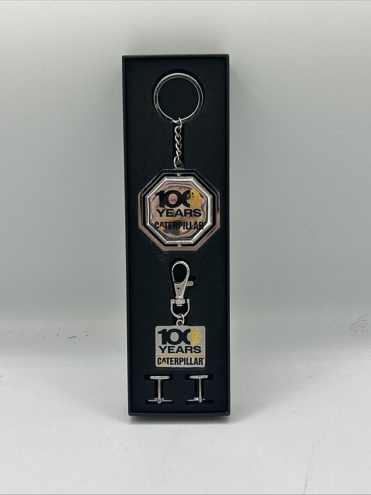 100 Years Caterpillar Pin Set Keychains & Cufflinks Centennial