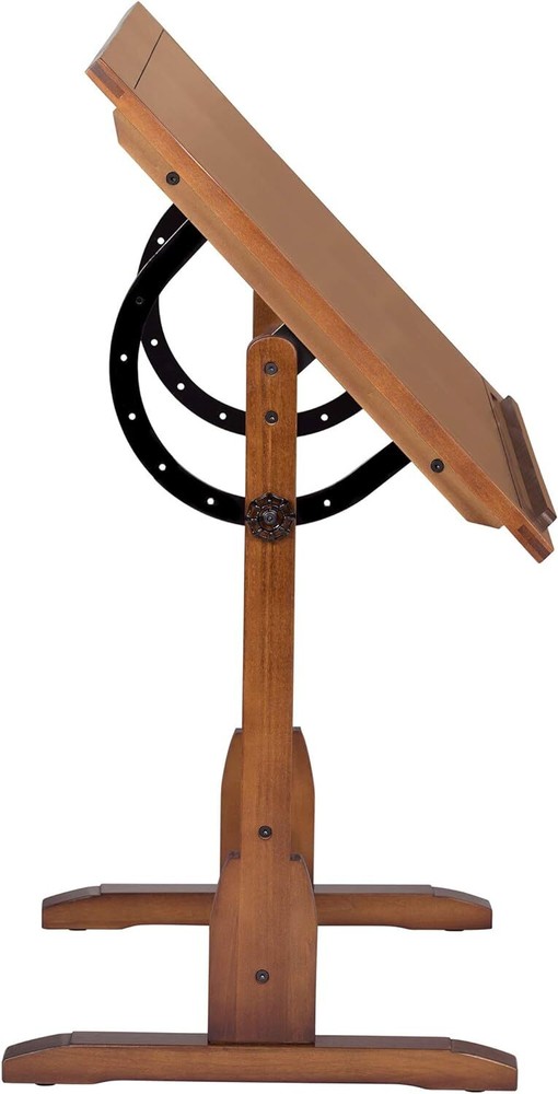 Vintage Drafting Table Antique Design Solid Wood Angle Adjustable Rustic Oak