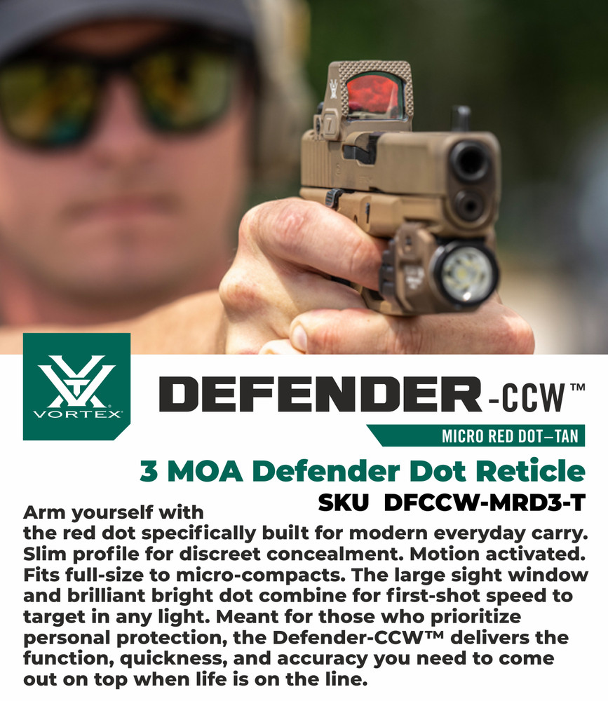 Vortex Optics Defender-CCW 3 MOA Micro Red Dot Tan DFCCW-MRD3-T