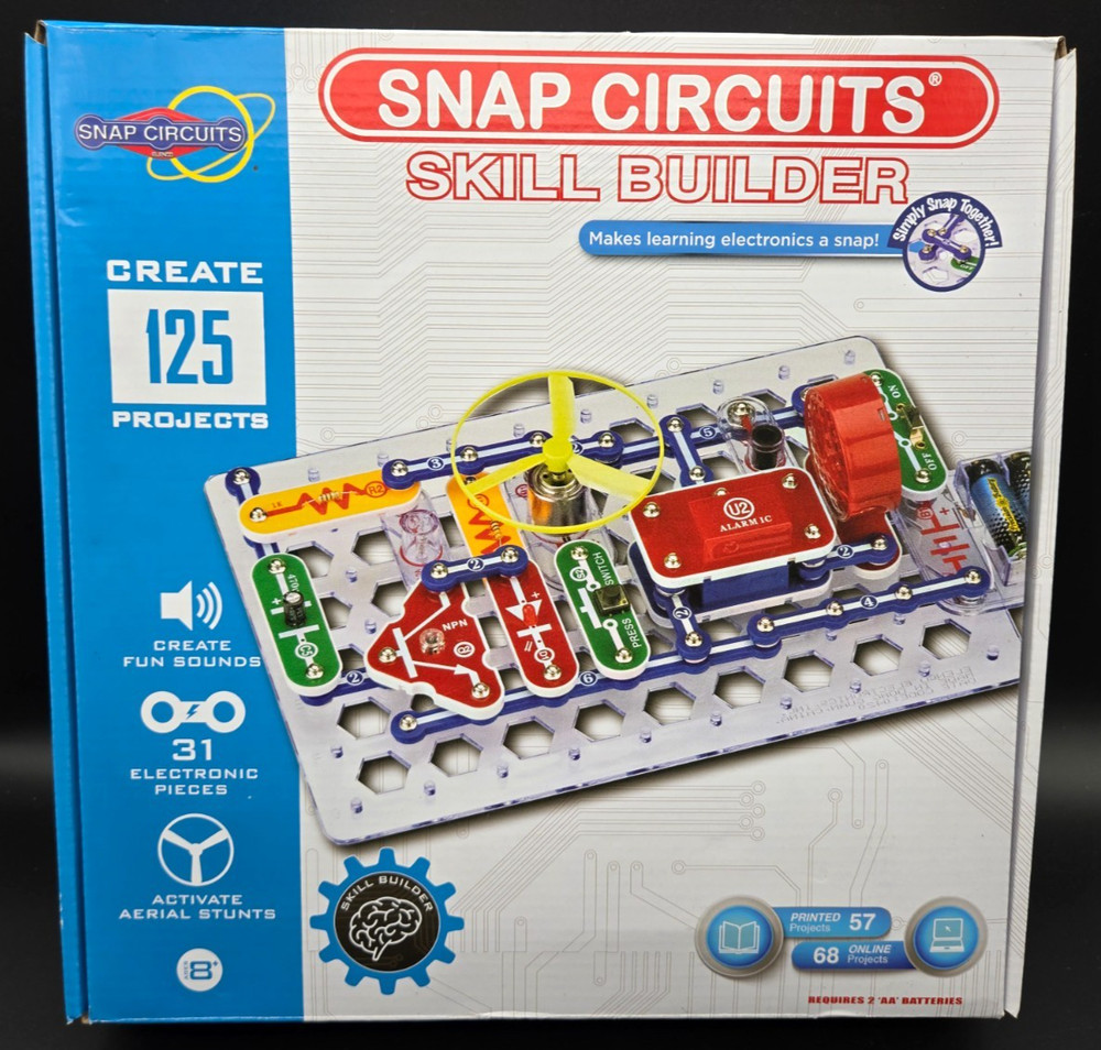 SNAP CIRCUITS Skill Builder 125 Projects Parts New Open Box Distressed Package