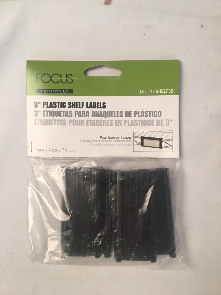 Focus Foodservice 3" Black Slide Under Plastic Shelf Label