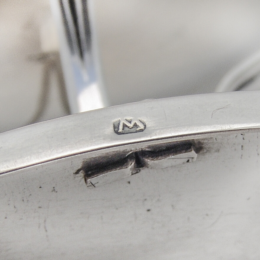 German Footed Oval Basket Swing Handle 11 Loth Silver 1820